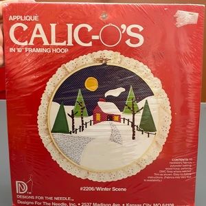 Winter Scene Applique Kit w/ Framing Hoop Calic-o's Designs For The Needle VNTG